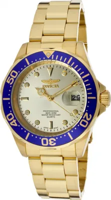 Obrázek produktu pro Invicta Pro Diver 14124 - Pánské Náramkové Hondiky - Quartzové - Nerezová ocel s zlatým ciferníkem - 40mm