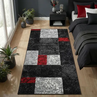 Produktbild von Carpetsale24 Designer Wohnzimmer Teppich Modern Weicher Kurzflor Teppich Konturenschnitt Pflegeleicht, Grösse: 80x150 cm
