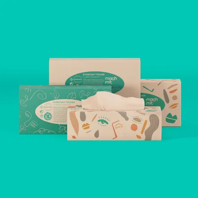 Produktbild von mach m!t PURE Everyday Tücher in der Box - 4-lagig 100 Blatt – frei von Bleichmitteln - extrem weich & nachhaltig - Germany - recycelbar