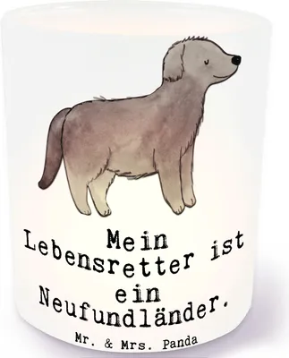 Produktbild von Mr. & Mrs. Panda Windlicht aus Glas Neufundländer Lebensretter - Transparent - Geschenk, Teelichthalter, Newfoundland, Kerzenhalter, Outdoor