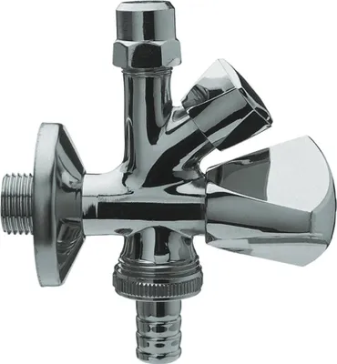 Produktbild von Kombi-Eckventil 3/8"x10mm 3/4" Schlauchanschluss