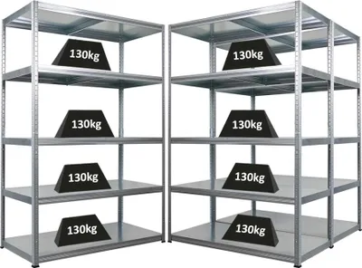 Produktbild von Mega Deal | 3x Schwerlastregal Steel Eagle | HxBxT 180x120x60cm | Fachlast 130kg | Verzinkt