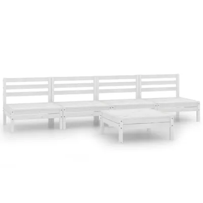 Produktbild von 5-tlg. Garten-Lounge-Set Weiß Kiefer Massivholz