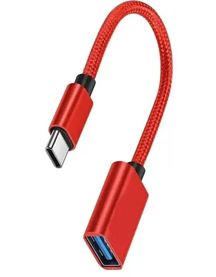Produktbild von USB C auf USB A OTG Type C Adapter USB-Stick MacBook Samsung Xiaomi Rot