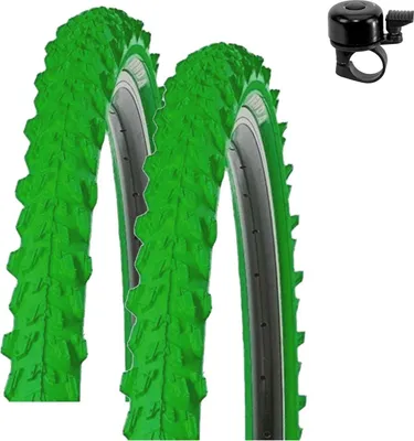 Produktbild von 2 x Kenda 24" Pyscho K-829 MTB Fahrradreifen in Grün 50-507 (24 x 1,95) inkl. maxxi4you Fahrradklingel