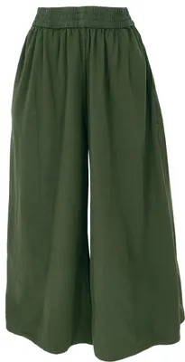 Produktbild von Bequeme Palazzohose, Weite Marlenehose, Boho Schlaghose, Hosenrock - Olivgrün, Damen, Baumwolle, Größe: S
