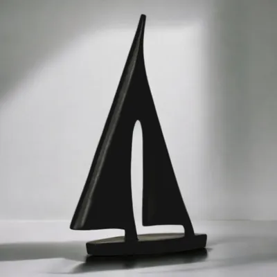Produktbild von Dekorative Schiffsfigur, schwarz, groß, 28 cm – Segelboot, Boot, Yacht