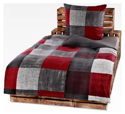 Produktbild von 4-teiliges Winterbettwäsche-Set Fleece Mikrofaser 135x200 80x80 warme weiche Winterware