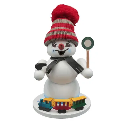 Produktbild von Kuhnert Erzgebirge Schneemann Räuchermann,-männchen 20 cm Eisenbahner