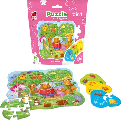 Immagine prodotto di Puzzle 2 in 1 da 49 pezzi: La foresta magica