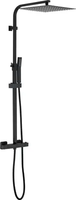 Produktbild von HOMELIVE Duschsystem mit Thermostat Schwarz, Duscharmatur Komplettset mit 30x30cm Regendusche Duschkopf,  Edelstahl Duschkopf, 73-115.3 cm Höhenver