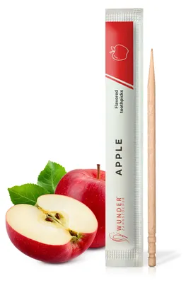 Produktbild von Wunder Zahnstocher - Zahnstocher mit Geschmack 200er Set Apfel Einzeln Verpackt