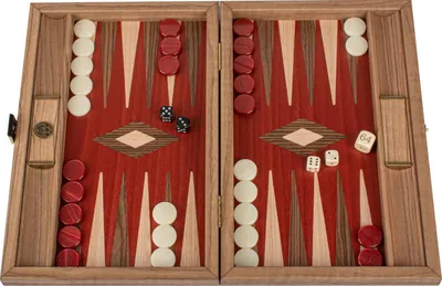 Produktbild von Manopoulos Premium Backgammon Set – Schwarzeiche & Amerikanischer Nussbaum – Perlmutt-Design 30 x 20 cm
