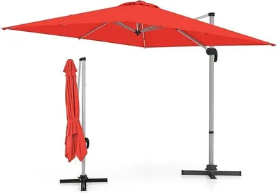 Produktbild von KOMFOTTEU Ampelschirm rechteckig, Sonnenschirm mit 360° drehbar, 3 x 3 m Gartenschirm mit Kreuzbasis, Terrassenschirm für Balkon, Schwimmbäder