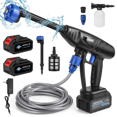 Image de Nettoyeur haute pression 6 en 1 - Pulvérisateur de jardin sans fil - 24 V - 2 batteries - Pistolet de pulvérisation d'eau - Prise européenne
