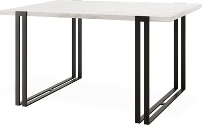 Produktbild von Ausziehbarer Esstisch in Weißer Marmoroptik - Großer Tisch im Loft-Stil mit Schwarzen Metallbeinen 120 bis 220 cm - Industrietisch für das Wohnzimmer - Spacesaver - Marmor Weiß - 120 x 80 cm