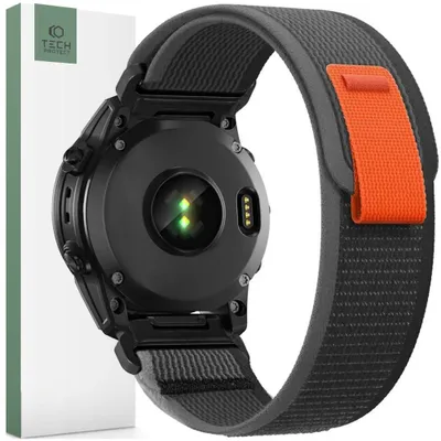 Produktbild von Tech-Protect Nylon Garmin Fenix 5 / 6 / 6 Pro / 7 Schwarz/Orange