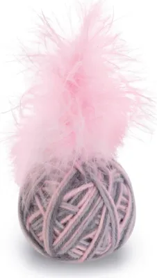 Produktbild von Beeztees Ball mit Feder Ming - Katze Spielzeug - pink - Durchm. 5 cm
