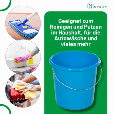 Zdjęcie produktu dla Novaliv 2 szt. wiadro 10L niebieskie ze skalą - Wiadro do sprzątania 10 litrów ⌀ 28,5 cm Praktyczne, uniwersalne wiadro ze skalą do użytku domowego i ogrodowego, idealne jako wiadro domowe, wiadro na wodę, wiadro do mopa, wiadro