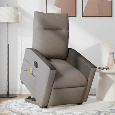 Produktbild von vidaXL Elektrischer Massagesessel mit Aufstehhilfe Taupe Stoff