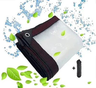 Image de Bâche de protection transparente, imperméable, avec œillets métalliques – Film de protection en HDPE pour jardin et balcon, dimensions 2 x 1 mètre