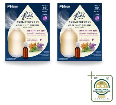 Zdjęcie produktu dla 2 sztuki zestawu startowego dyfuzora zapachowego Glade Aromatherapy - "Moment Zen" - pojemność 17,4 ml - zestaw ekonomiczny