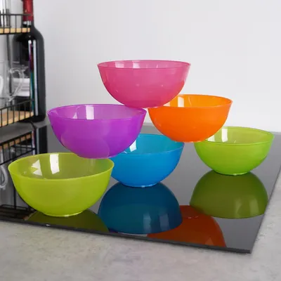 Produktbild von Excellent Houseware, wiederverwendbares Kunststoff-Schalen-Set, 6 Stück, 450 ml, Mehrfarben, für Müsli & Kinder, 154 g