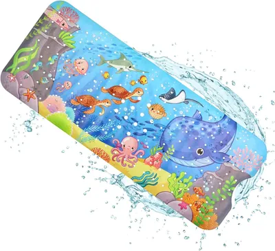 Produktbild von Antibakterielle Duschmatte, 100 x 40 cm, Saugnäpfe, maschinenwaschbar, Rippenstruktur.