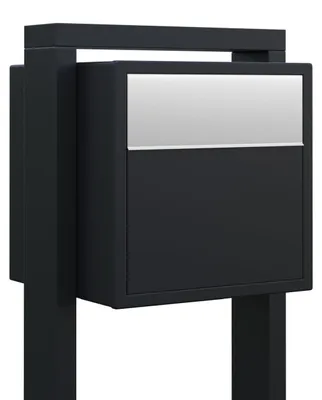 Produktbild von Standbriefkasten Soprano in Schwarz mit Edelstahlklappe