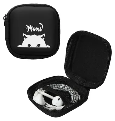 Produktbild von kwmobile In-Ear Kopfhörer Tasche - In Ear Kopfhörer Hülle mit Innentasche für Zubehör - Kleine Aufbewahrungstasche für In Ear Headphones - mit Design