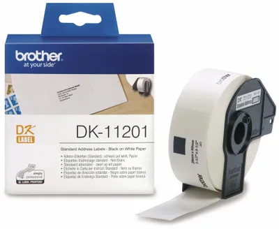 Immagine prodotto di Brother DK11201 DK-Einzeletiketten Papier - Adress-Etiketten, 29 x 90 mm, 400 Stück, schwarz auf weiß