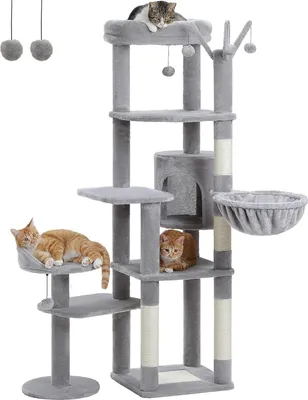 Produktbild von Purpurra Kratzbaum Katzenturm mit großer Hängematte und Höhle für große Katze, 150cm