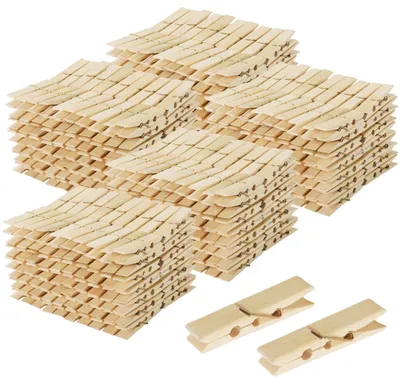 Immagine prodotto di 500 graffette di legno per lavori manuali, lunghezza 6,1 cm, ideali per stendere i panni e appendere foto