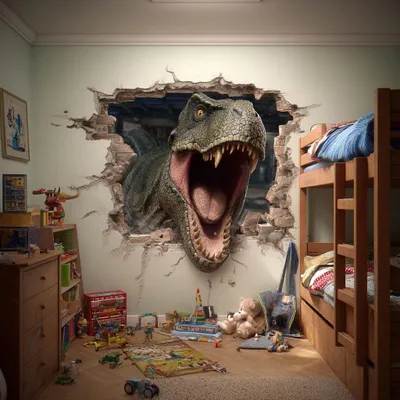 T-Rex mit 3D-Durchbruch für das Kinderzimmer – Decords Wandtattoo, Produktansicht 1