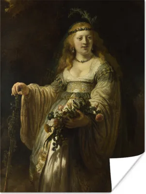 Produktbild von MuchoWow® Poster Saskia von Uylenburgh als Flora - Rembrandt van Rijn 90x120 cm - Wohnzimmer
