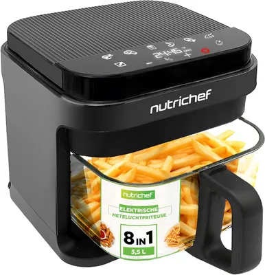 Heißluftfritteuse 8-in-1, 5,5 L, Schwarz, 1200 W