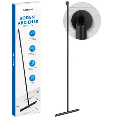 Produktbild von Sanova Luxury Shower Squeegee - Stainless - Black - Bodenabzieher mit Griff - Bodenabzieher - Squeegee Shower and Bathroom Floor Squeegee
