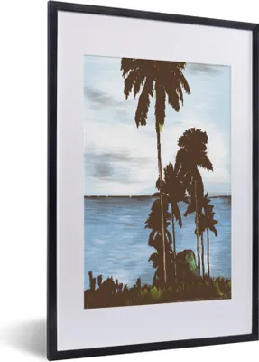 Produktbild von MuchoWow® MuchoWow® Gerahmtes Poster Palme - Meer - Himmel 40x60 cm - Poster mit zchwarzem Bilderrahmen - Poster in Rahmen