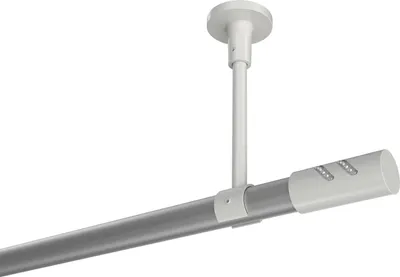 Produktbild von Interdeco Gardinenstange / Vorhangstange Silbergrau / Weiß, Typ Sonette Zoena (Glitzerzylinder) ohne Ringe, Deckenmontage, 20 mm Ø 1-läufig, 260 cm