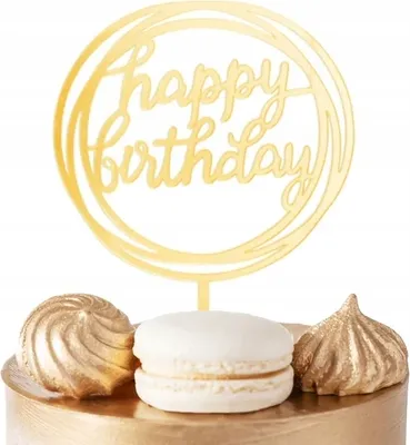 Produktbild von Fröhliche Geburtstagstorte Topper Gold Rund Für Geburtstagsparty