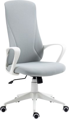 Kancelárska stolička Vinsetto s funkciou hojdania, výškovo nastaviteľná kancelárska stolička, ergonomická počítačová stolička, otočná stolička k PC, elastická látka, svetlosivá