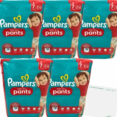 Produktbild von Pampers Baby Dry pants Gr.7 Extra Large 17+kg 5er Pack (5x18 St) 90 Windeln + usy Block