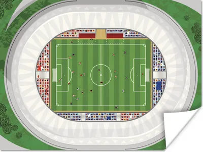 Produktbild von MuchoWow® Poster Eine Illustration eines ovalen Fußballstadions 120x90 cm - Wandbild