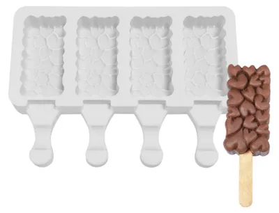 Produktbild von Silikon-Eiscreme-Form, 4-zellige Lolly-DIY-Maschine für gefrorenes Dessert-Eis am Stiel