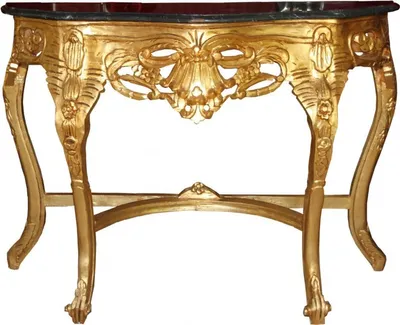 Produktbild von Casa Padrino Barock Konsolentisch Gold / Schwarz mit Marmorplatte Mod2 - Konsole