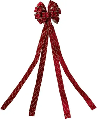 Obrázek produktu pro H&S Decoration | Vánoční mašle - mašle na vánoční stromek - 33 x 130 cm - červená - Dekorační mašle - kostkovaná