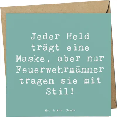 Produktbild von Mr. & Mrs. Panda faltkarte Spruch Stilvolle Feuerwehrmann - Meeresbrise - Geschenk, doppelkarte, Feuerwehrfrau, Beruf, Berufsleben, Hilfsbereitschaft, Berufspassion, Mut