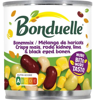 Produktbild von Bonduelle Bonenmix mit Mais 160g – Bunte Bohnenmischung für Salate & Beilagen