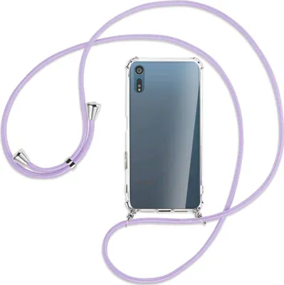Produktbild von Handykette Backcover-Schutzhülle mit Band (Metall silberfarben) für Sony Xperia XZ, XZs - violett