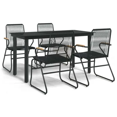 Produktbild von vidaXL 5-tlg. Garten-Essgruppe Schwarz PVC Rattan